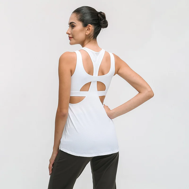 

Sexy 2 In 1 Summer Sports Vest Women's Quick Dry Nake Feeling Breathable Round-neck Sleeveless Tank Tops