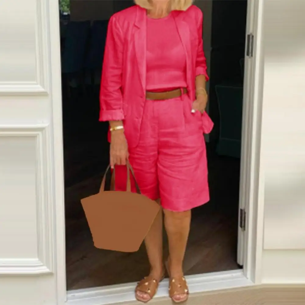 

1 Set Attractive Suit Jacket Shorts Female Blazer Half Shorts Lapel Temperament Loose-fitting Blazer Shorts High Waisted