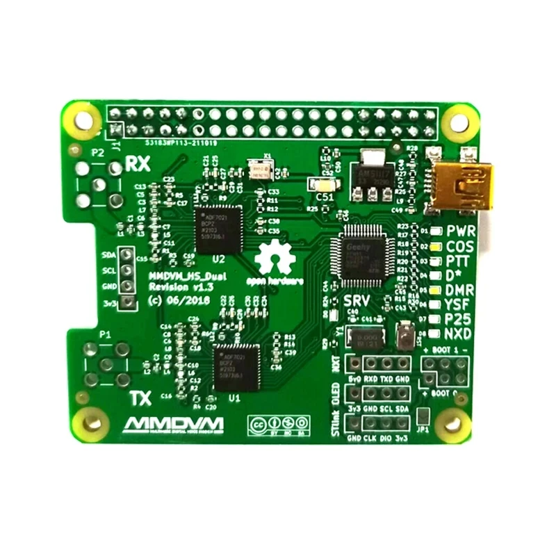 Jumbospot V1.3 MMDVM_HS_Dual_Hat дуплексная плата Hotspot с поддержкой USB-порта P25 DMR YSF NXDN для Raspberry pi