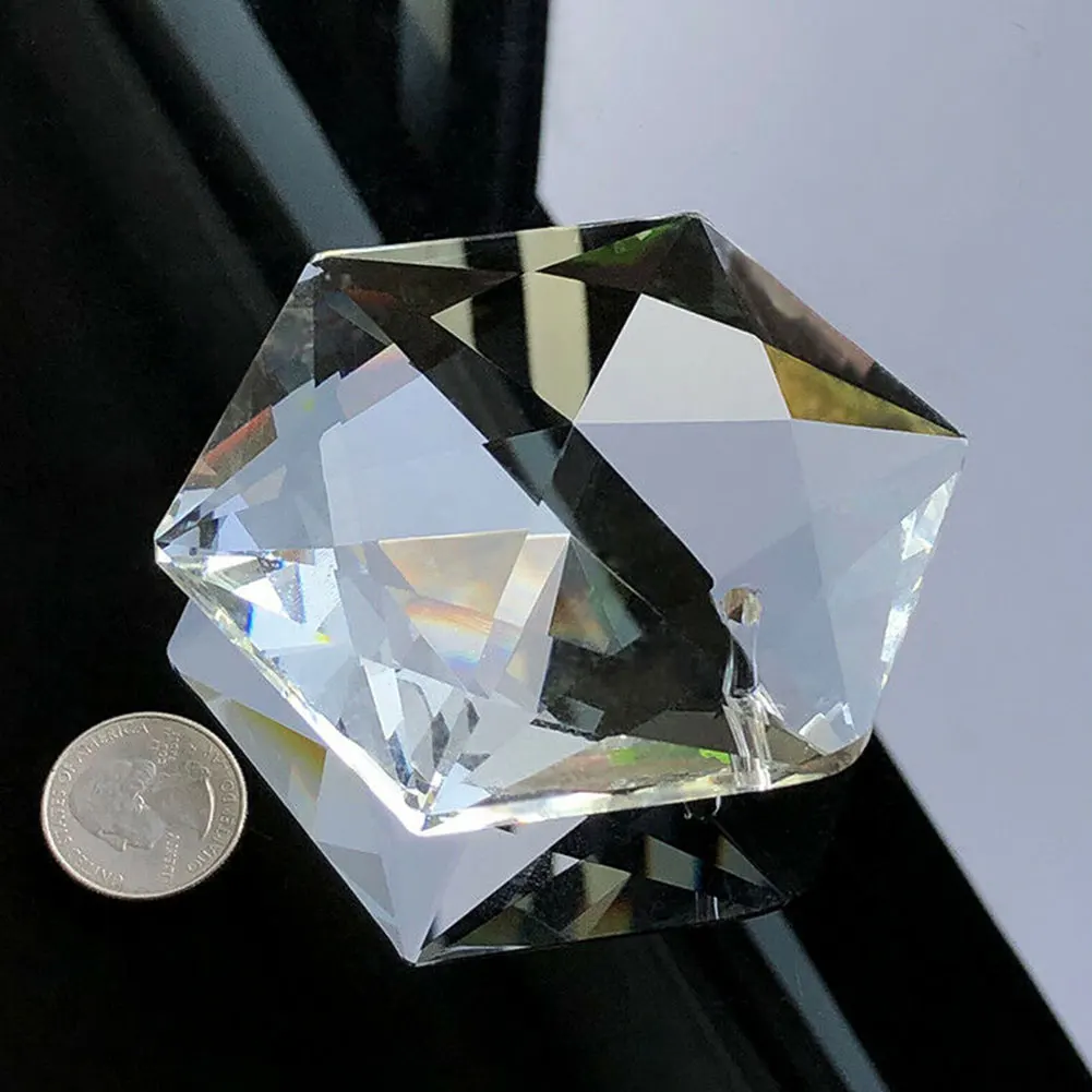 

Hanging 100mm Art Glass Judaism Crystal Chandelier Craft Prisms Pendant Part Clear Large Ornament Hexagram Faceted