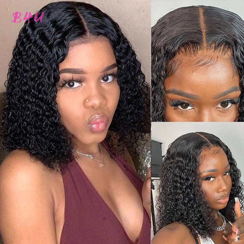Brazilian Water Wave Short Bob Lace Front Wig Human Hair Wigs Wavy Curly Bob Frontal Wigs For Women Lace Closure Wig