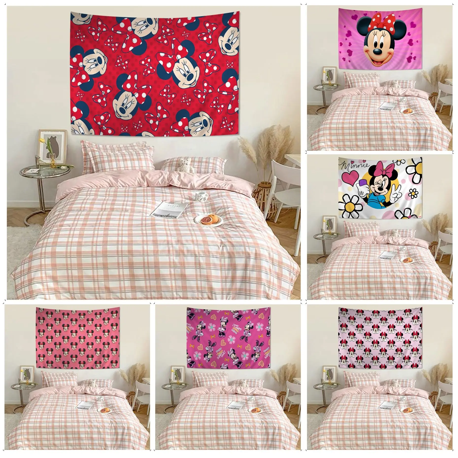 

Disney Minnie Mouse DIY Wall Tapestry For Living Room Home Dorm Decor INS Home Decor