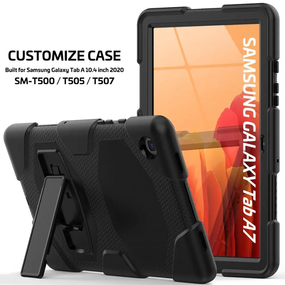 

Shockproof Silicone Tablet Case For Samsung Galaxy Tab A7 10.4 Case 2020 T500 T505 T507 with Built-in Kickstand Protective Cover