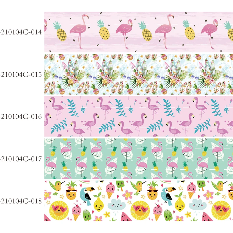 

Летняя мультяшная корсажная лента с фламинго, печатная 25 мм, 38 мм, 10 ярдов, Liston для волос, банта, шитья, праздничное украшение для рукоделия