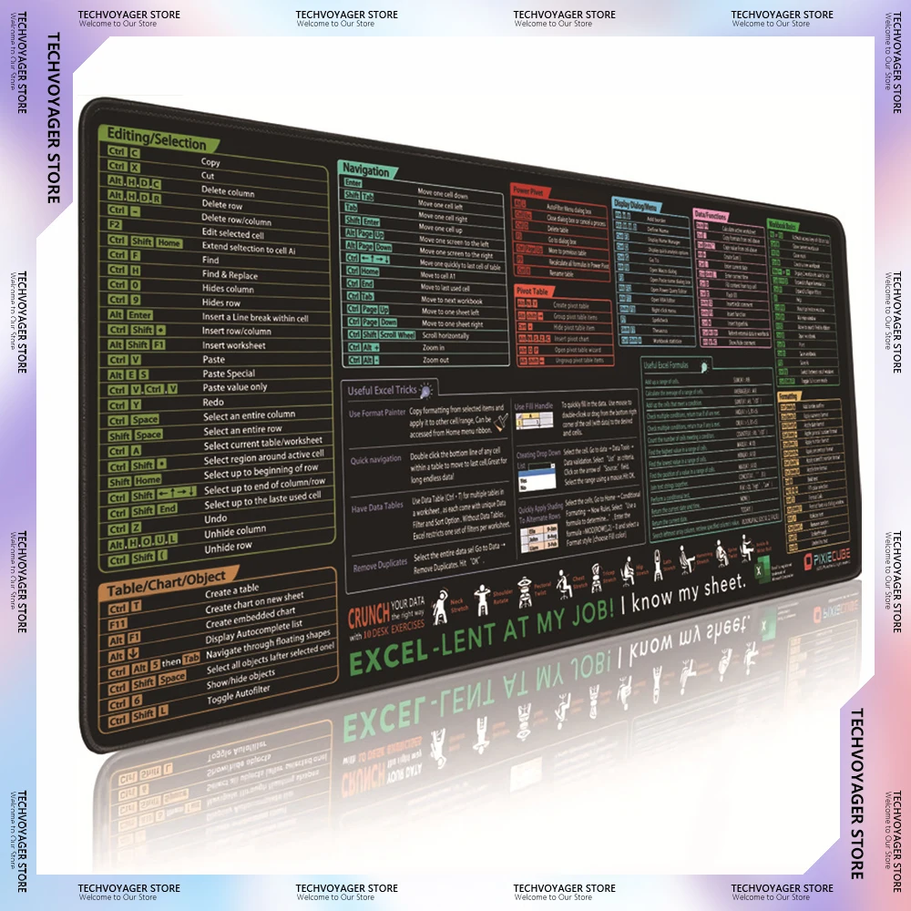 Сочетание клавишного текста супер большой коврик для мыши Excel Powerpoint программное