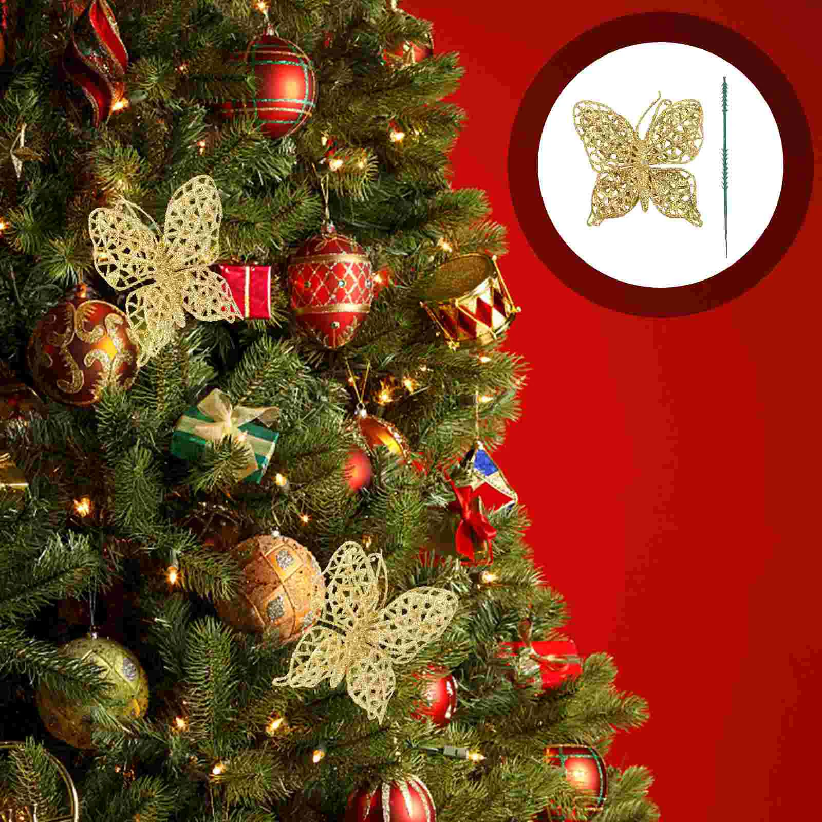 

Christmasdecorations Tree Ornaments Decors Ornament Party Hanging Glitter Butterflies Wedding Decoration Decorationsions