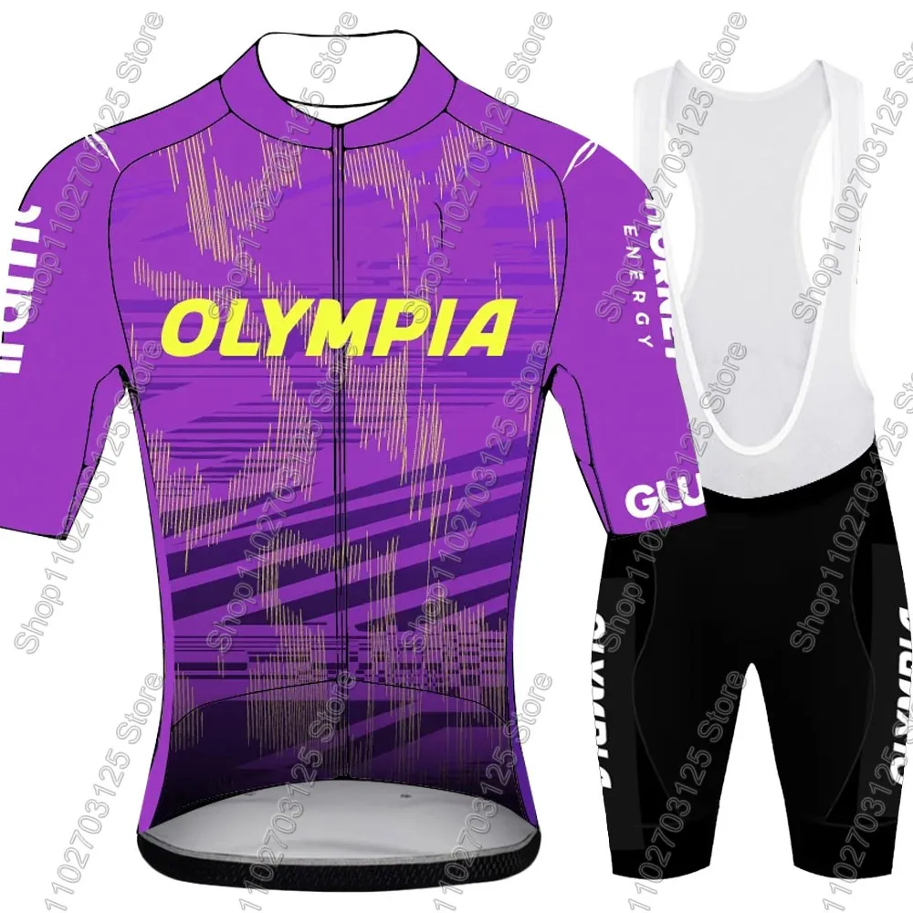 Фото Olympia Cycling Team 2026 Комплект велосипедного трикотажа, мужская летняя фиолетовая одежда, рубашки для шоссейного велосипеда, костюм, шорты нагрудник для велосипеда, MTB Maillot №4