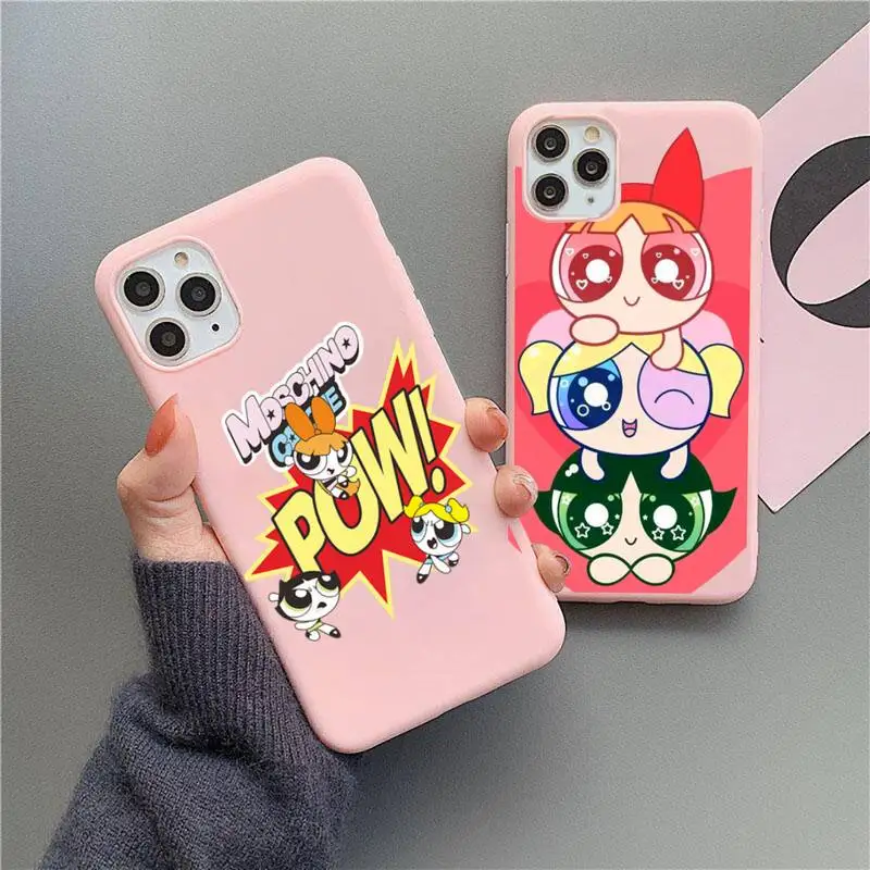 

Cartoon Policewoman The Powerpuff Girls Phone Case For iphone 13 12 11 Pro Max Mini XS 8 7 Plus X SE 2020 XR Candy Pink cover