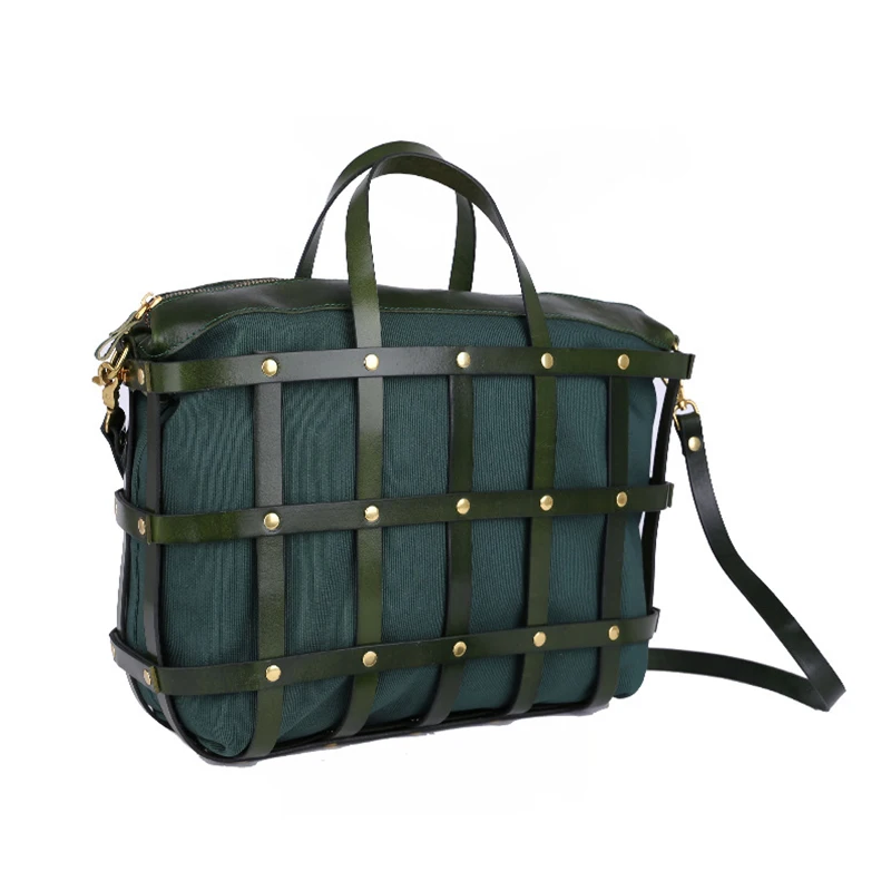 

Rivet Cutout Casual Bag Genuine Leather Women Giant Handbag In Europe America New Natrul Cowhide Hand held Fashion Ladies Large