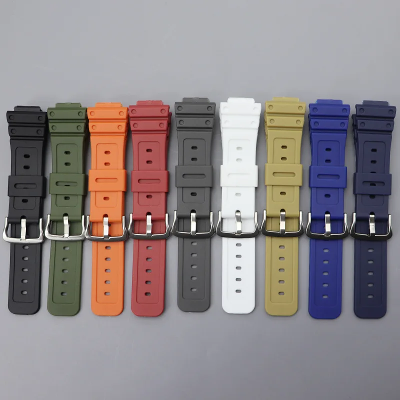 Rubber Watch Strap for Casio AQ-S810W/S800W AE-1000W SGW-400H/300H/500H W-735H Silicone Black Pin Buckle Wrist Band Bracelet