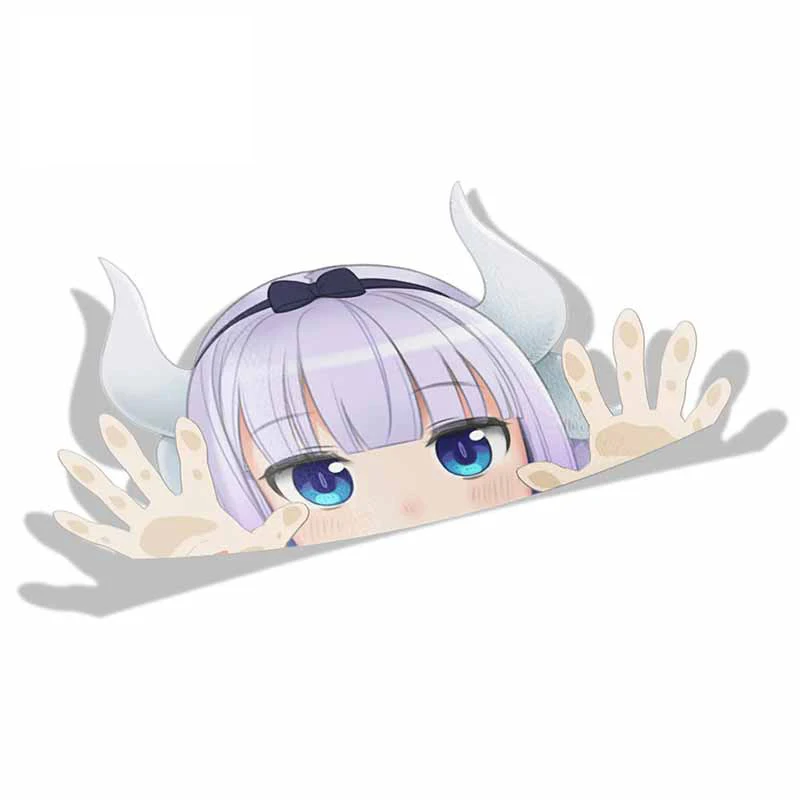 

For Miss Kobayashi 39-s Dragon Maid Kanna Kamui Peek Anime Big Head Vinyl Car Sticker JDM Window Decal 13cm X 7.5cm