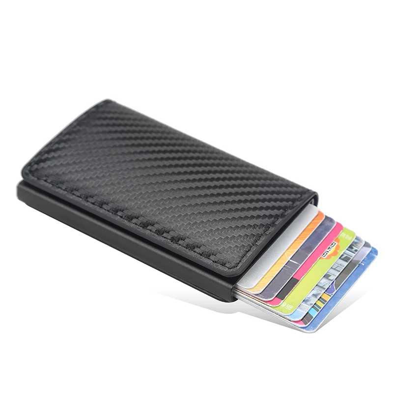 

New Carbon Fiber RFID Blocking Men's Credit Card Holder Leather Bank Card Wallet Case Cardholder Protection Purse for Women