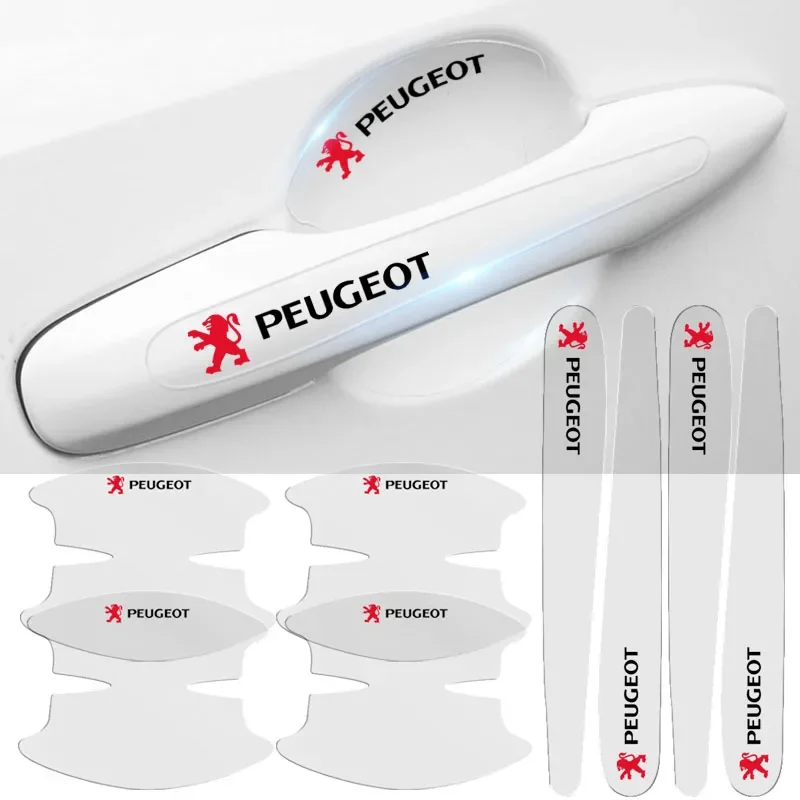 8 шт. автомобильные прозрачные наклейки на дверные ручки запястье для Peugeot 206 207 307