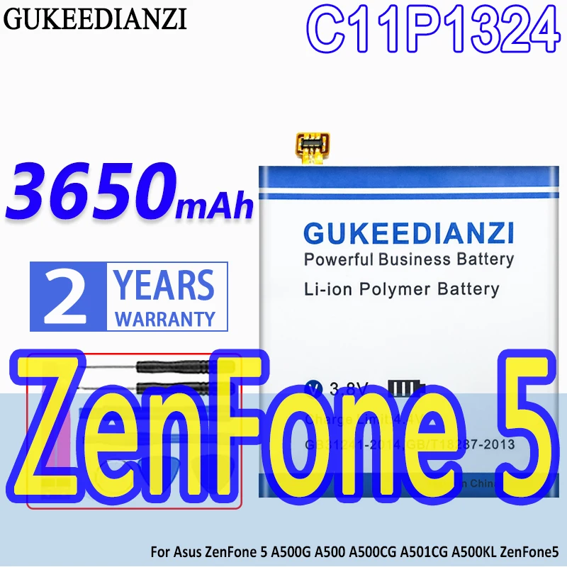 

High Capacity GUKEEDIANZI Battery C11P1324 3650mAh For ASUS ZenFone 5 A500G Z5 T00J ZENFONE5 A500CG A500KL A501CG + Tools