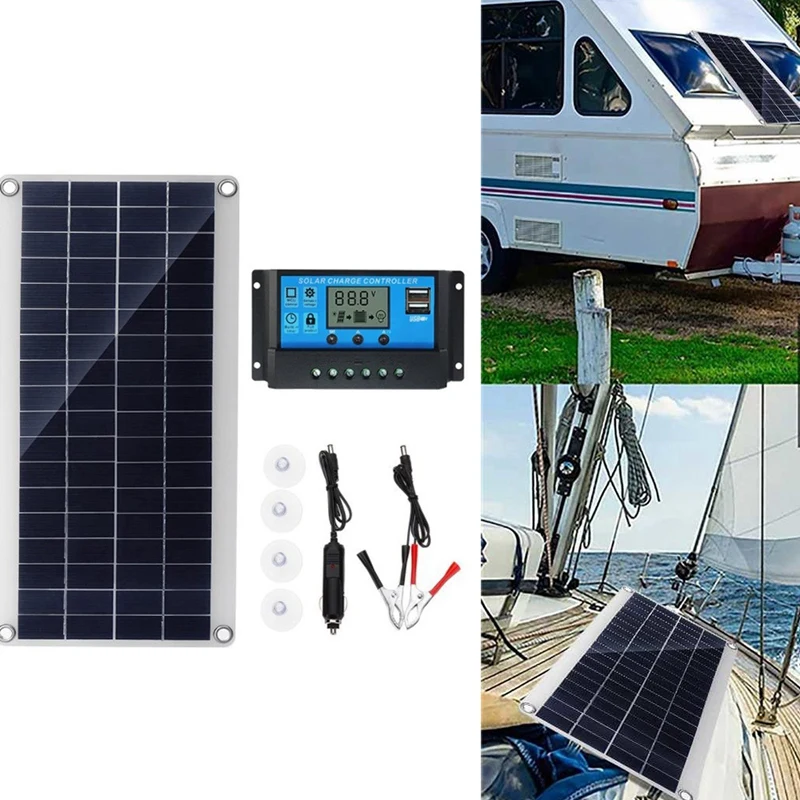 

10 Вт Гибкая солнечная панель, солнечные батареи для автомобиля, RV, лодки, дома, крыши, фургона, кемпинга, солнечная батарея, модуль солнечного...