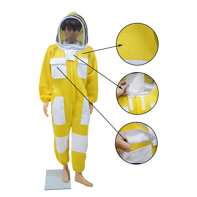 3D Air Cotton Fabric Protective Clothing Breathable Professional Beekeeping Anti Bee Suit Bee Suit with Removable Hat Ventilated