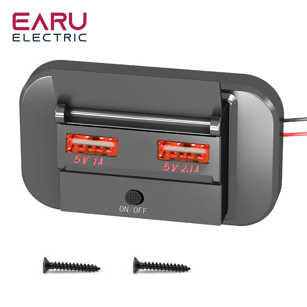 

Автомобильное зарядное устройство Earu Dual USB, адаптер 5 В/3,1 А, автомобильное быстрое зарядное устройство с переключателем для автобуса, лодки, автомобиля, грузовика, автомобильные аксессуары