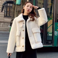 korean fashion thick wool jacket 2021 warm womens winter sheepskin coat one piece fur coats all match