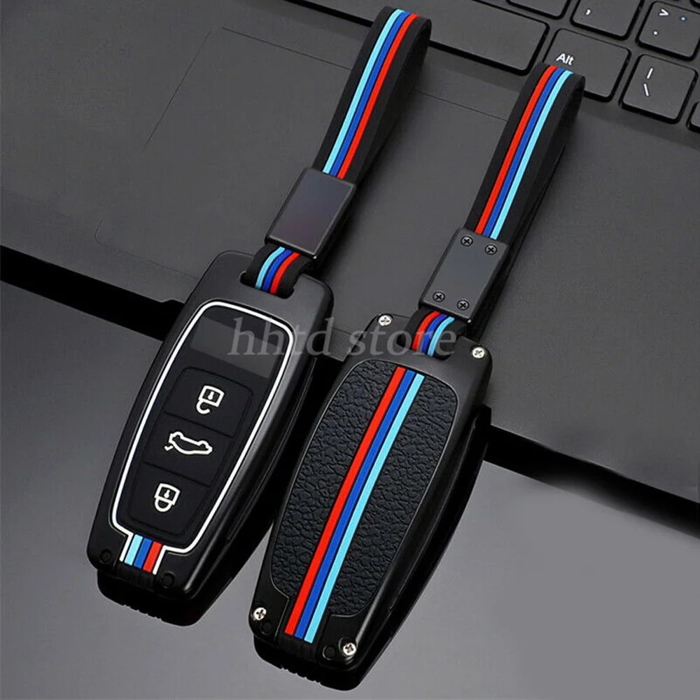 

Zinc Alloy Remote Start Car Key Cover Case Fob Protector Holder Shell Skin Auto Accessories Keychain For Audi A6L A7 A8 Q8