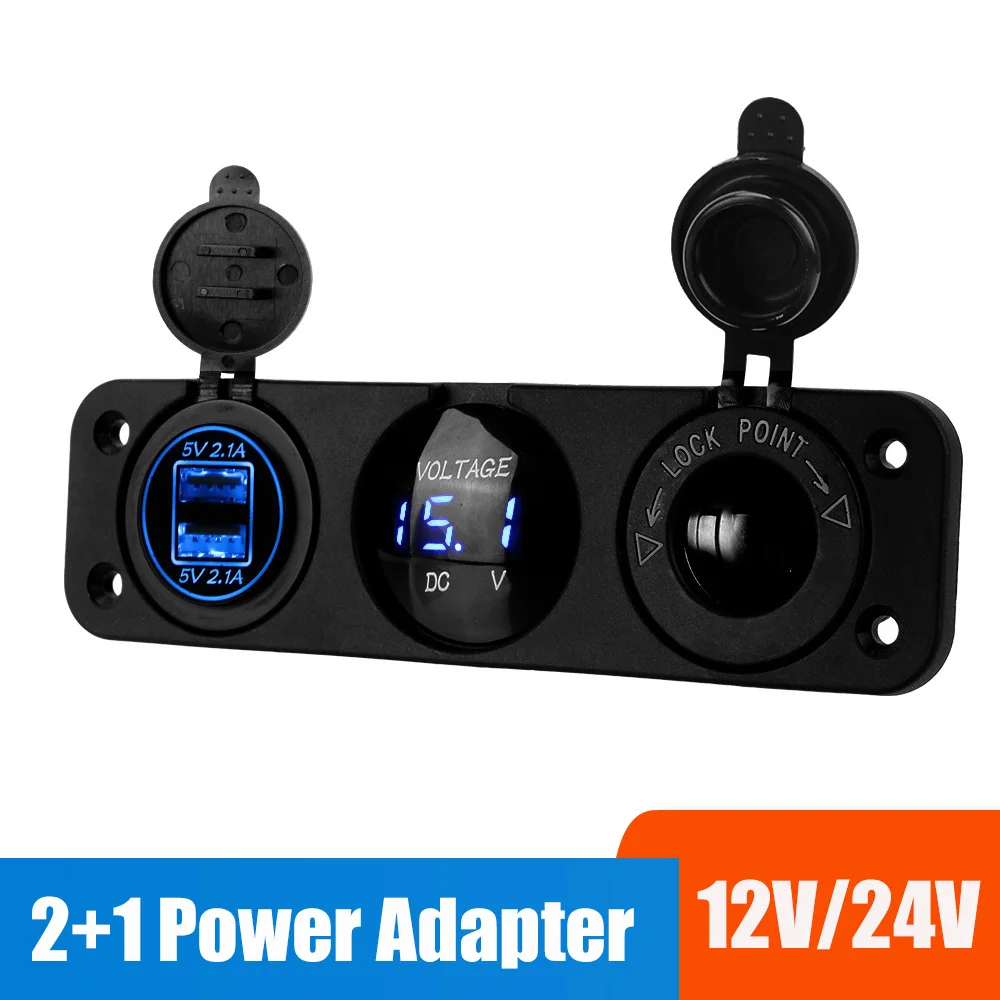 24V 12V Car USB Chargers 3.0 Power Adapter Panel Cigarette Lighter Socket Voltmeter Test Automotive Accessories Truck Trailer