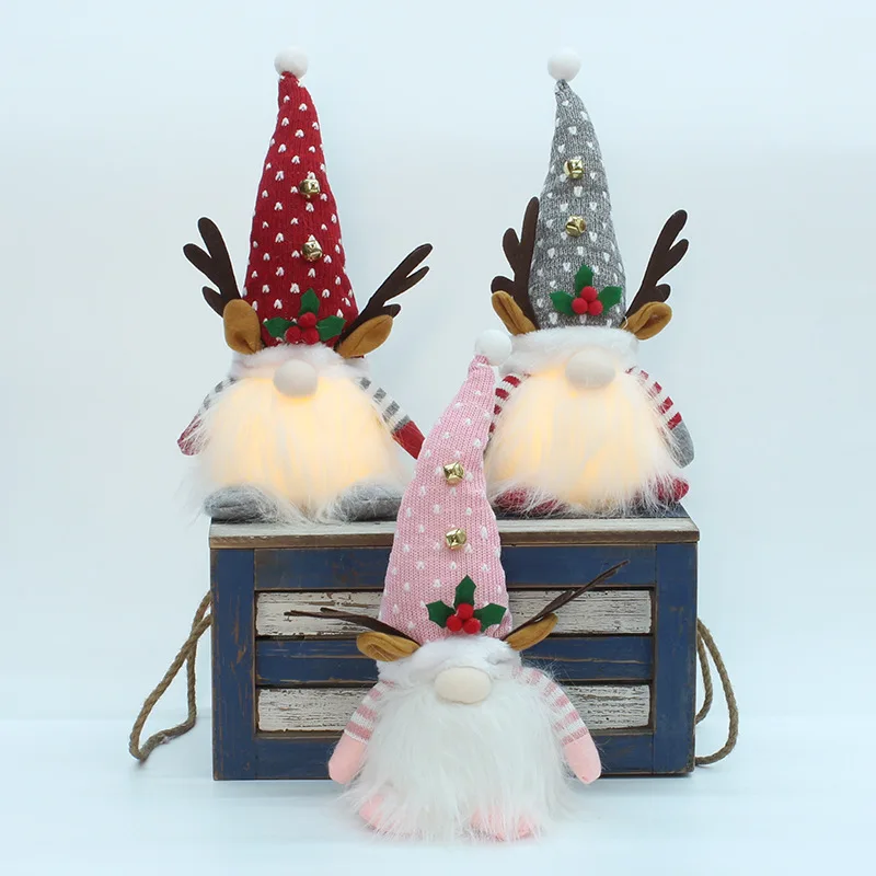 

Luminous Gnome Dolls Christmas Home Decoration Antler Faceless Rudolph Plush Toys New Year Gift Xmas Party Ornament Figurines
