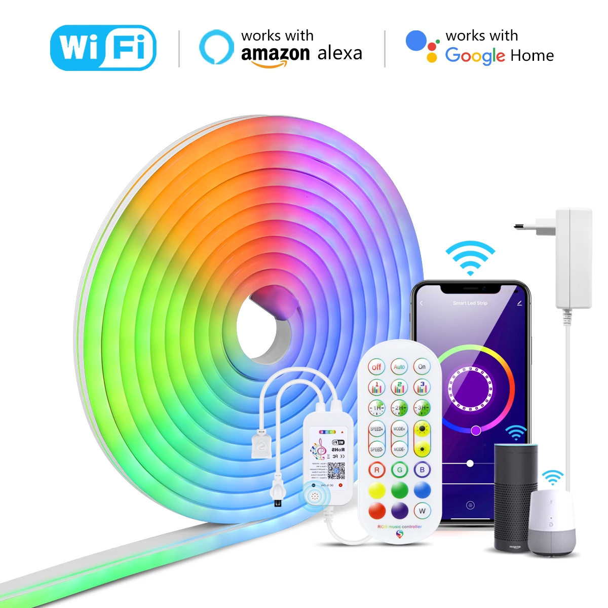 

Светодиодная неоновая лента Tuya с поддержкой Wi-Fi и Bluetooth