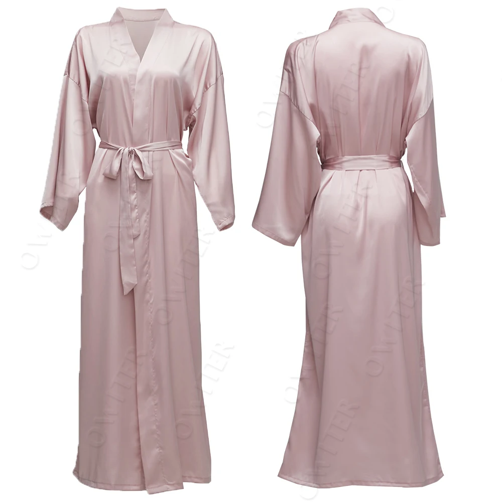 Chiffon Long Robe Silk Robes Satin Robe Bridesmaid Robes Bride Robe Women Wedding Long Robe Bathrobe Bridal Robes White Robe