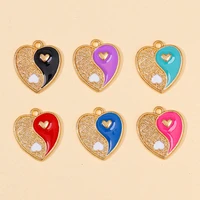 20pcs sweet vintage enamel tai chi yin yang gossip love heart charm pendant for making diy jewelry necklace bracelet accessories