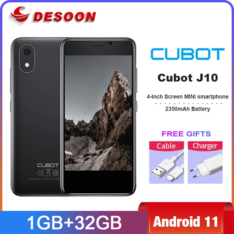 Cubot J10 Smartphone Android 11 4.0‘’ display MINI Mobile Phones 32GB ROM Dual SIM 3G Face ID 2350mAh 5MP Celular Cellphone