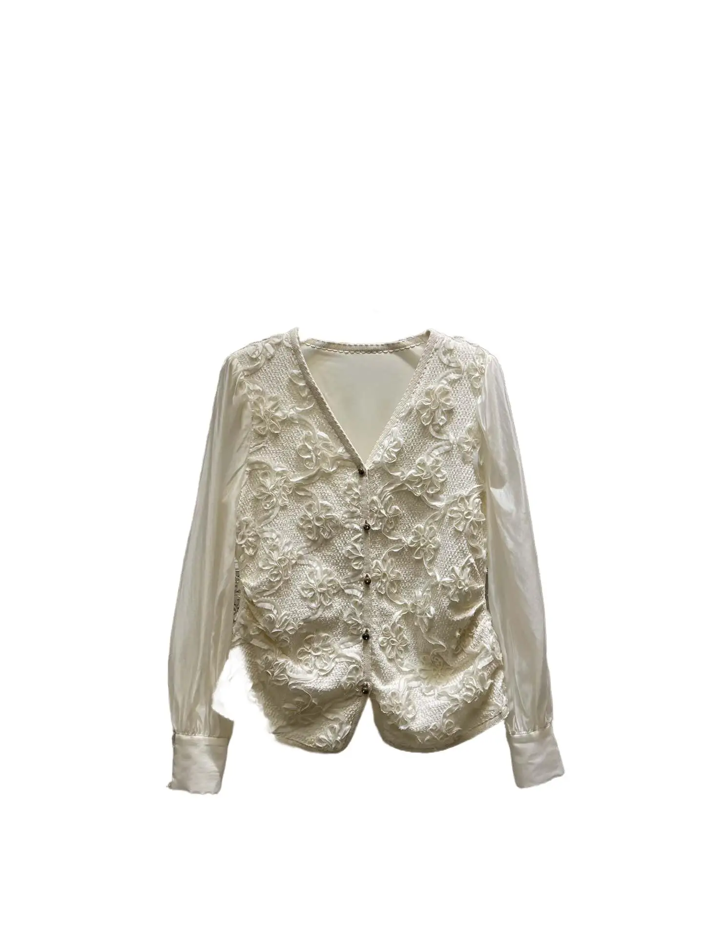 

Женская одежда 2023, модный кардиган в стиле ретро с трехмерными цветами, 0827