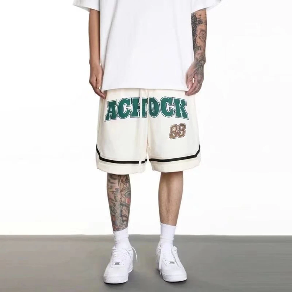 American Street Hiphop Shorts Men's Summer Loose Casual All-match Slit Sports Basketball Letter Five-point Pants Men's Clothing