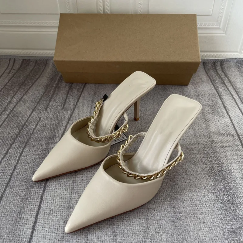 

Summer Shoes Women Hot Trendy Za Sandals Ladies Cozy Slippers Pump Thin Heels Fashion Closed Toe Slipper Female Soft Slides