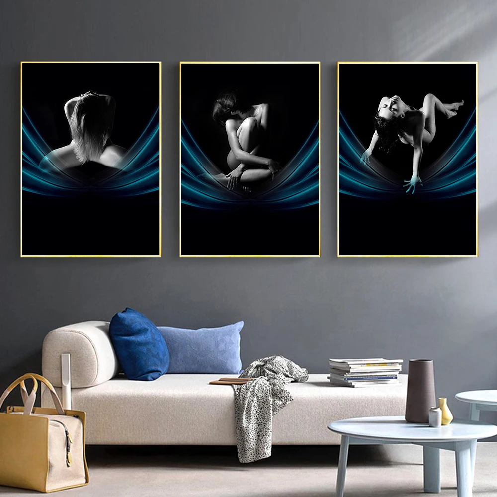 

Sexy Nude Girl Canvas Painting Black Posters and Prints Modern Figure Art Picture Fashion Home Decor for Living Room Decoration