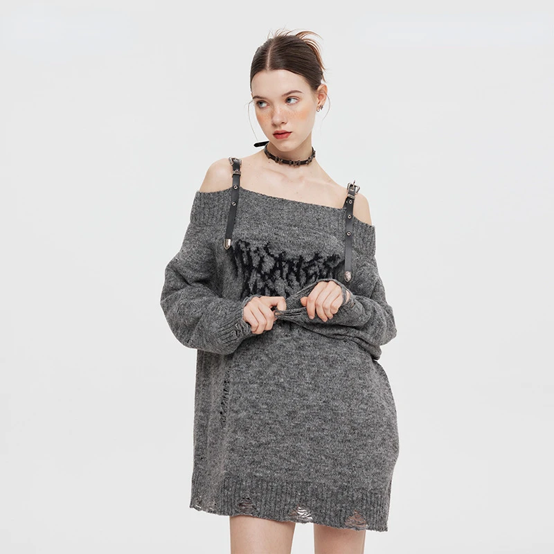 Осенне-зимние модели ALSEY дизайнерский Женский пуловер на одно плечо свитер