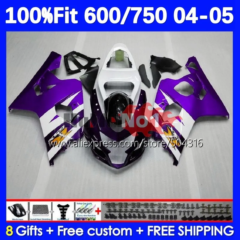 

OEM Bodys For SUZUKI GSXR 750 600 CC K4 GSX-R600 15No.109 GSXR-750 blk purple GSXR600 GSXR750 04 05 2004 2005 Injection Fairing