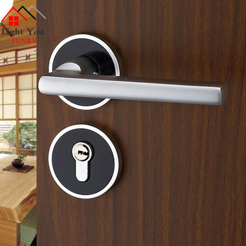 

Black space aluminum door lock indoor bedroom lock split lock bearing mechanical handle lock