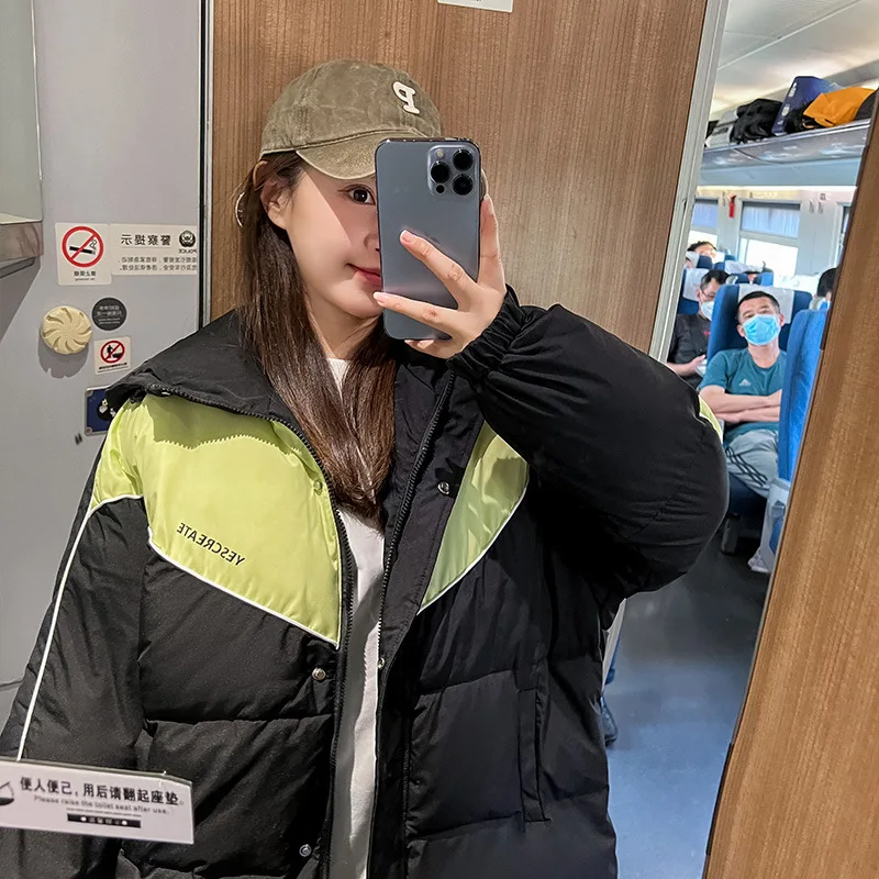 

Зимняя новая пуховая куртка из хлопка, модная подходящая по цвету короткая утепленная теплая куртка в Корейском стиле, Женская свободная па...