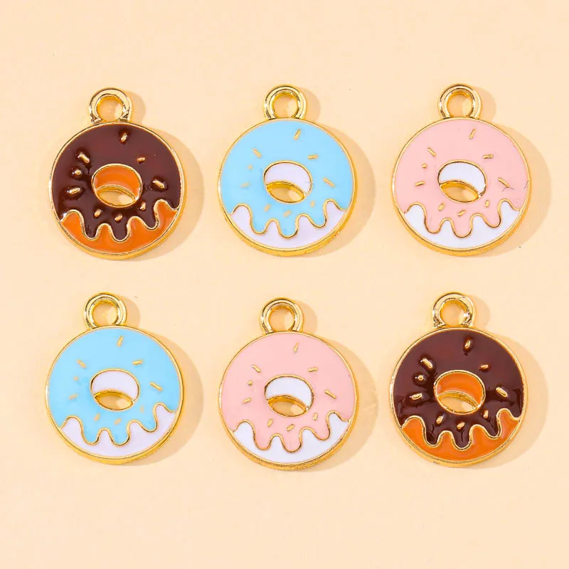 

20Pcs 15*18mm Cute Sweet Colorful Donut Enamel Charms Pendant for DIY Jewelry Making Drop Earring Necklace Keychain Accessories