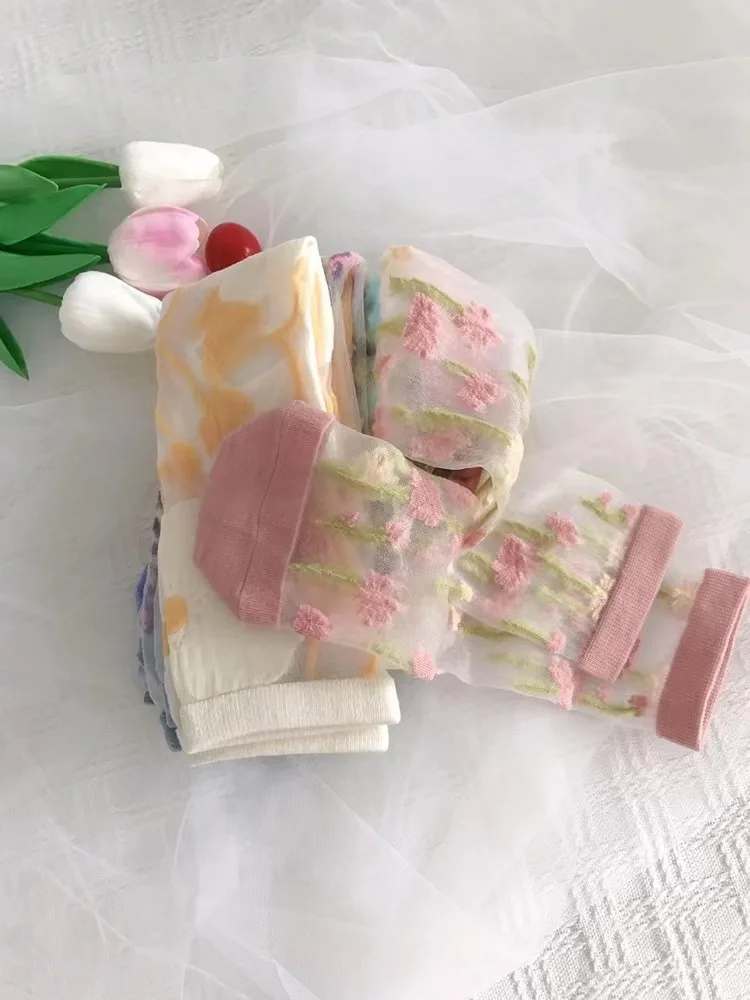 2023 Summer New Crystal Stockings Fairy Stockings Thin Type In Tube Stockings Glass Silk Card Stockings