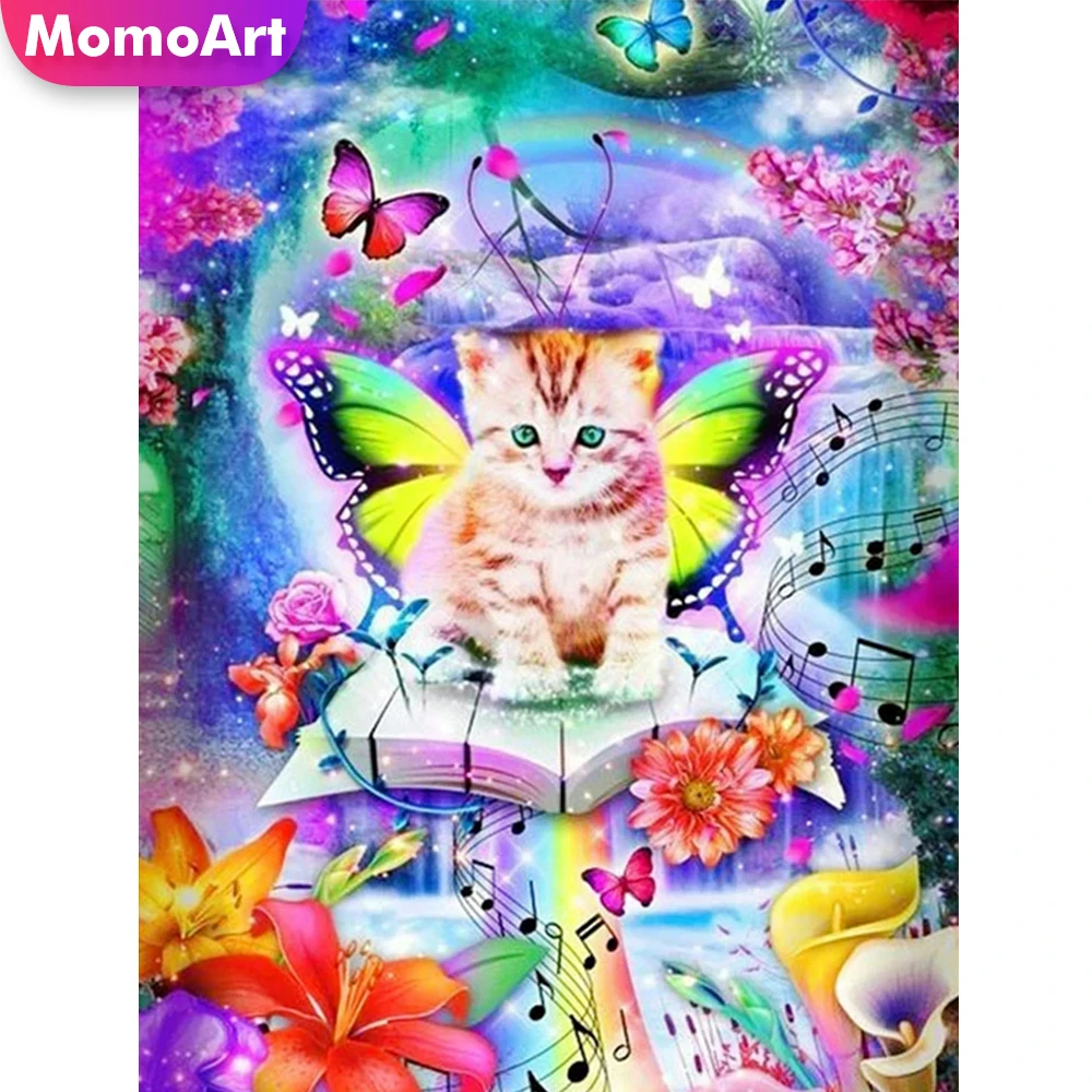 

Набор для вышивки крестиком MomoArt, алмазная живопись с кошкой, 5D мозаика, полная выкладка, декор для стен