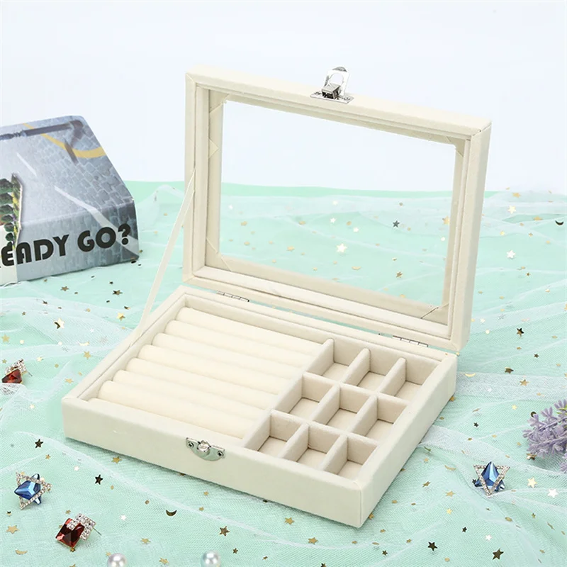 fashion simple window jewelry box Earring studs earrings necklace sorting storage box accessories organizing boxes jewelry box