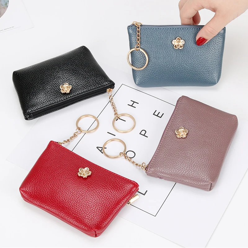 

Wallet for Women Clutch One Zip Female Short Small Flower Coin Purse Brand New Design Soft Mini Card Cash Holder Fashion Leather