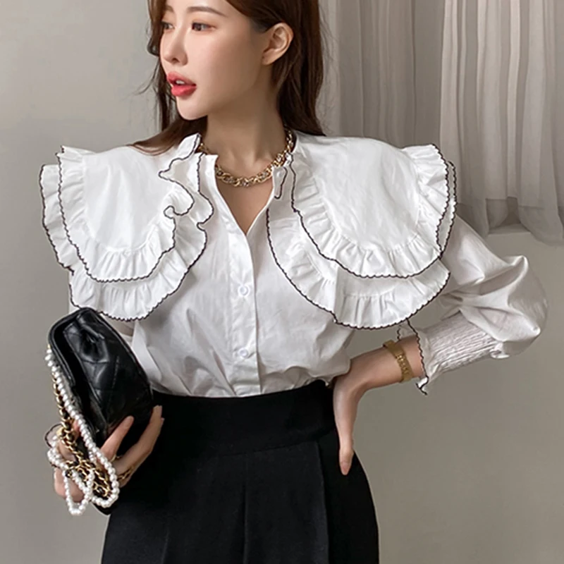 Блузка женская хлопковая с длинным рукавом на пуговицах | Женская одежда