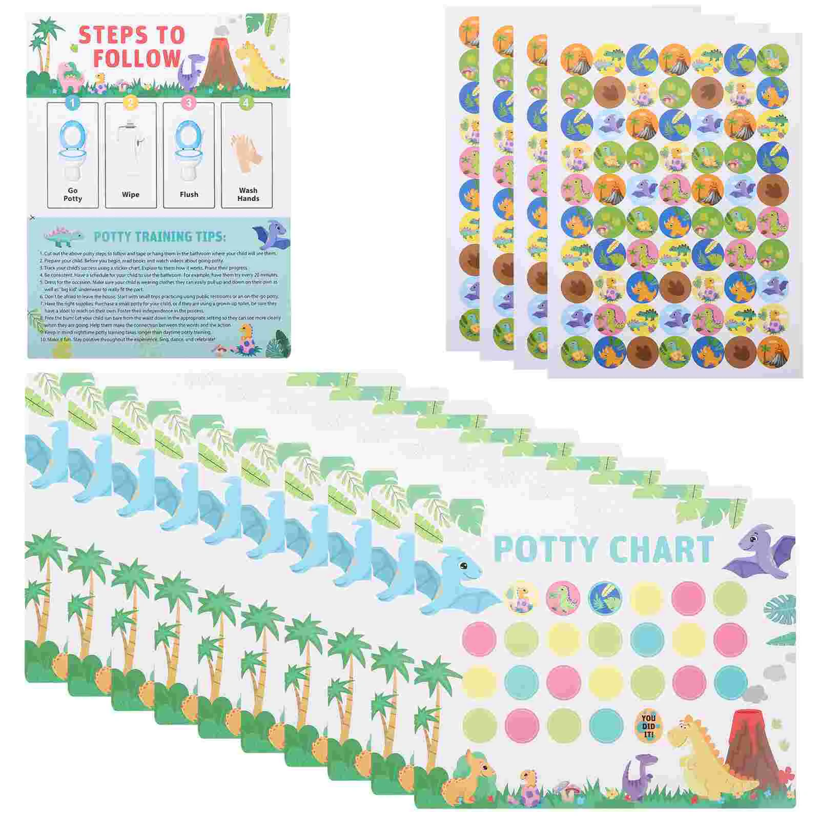 Potty Training Stickers for Kids Dinosaur Chart Toddlers Boys and Supplies Animal Rewards Baby Decal Toilet with