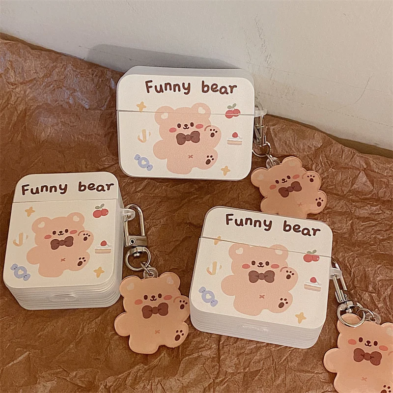 

For AirPod 1 2 3rd Case Cute Cartoon Bunny Bear Soft Silicone Cases for Apple Airpods Pro Cover Funda with Keychain