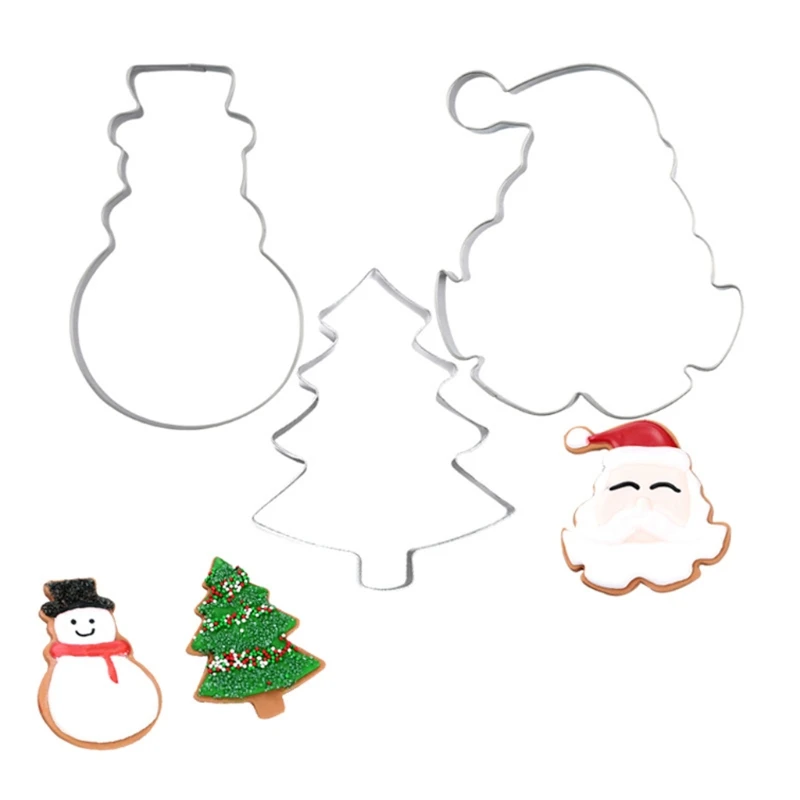 

Cookie Cutters 3-Pieces Santa Snowman Cookie Cutter Set Biscuit Fondant Cutters