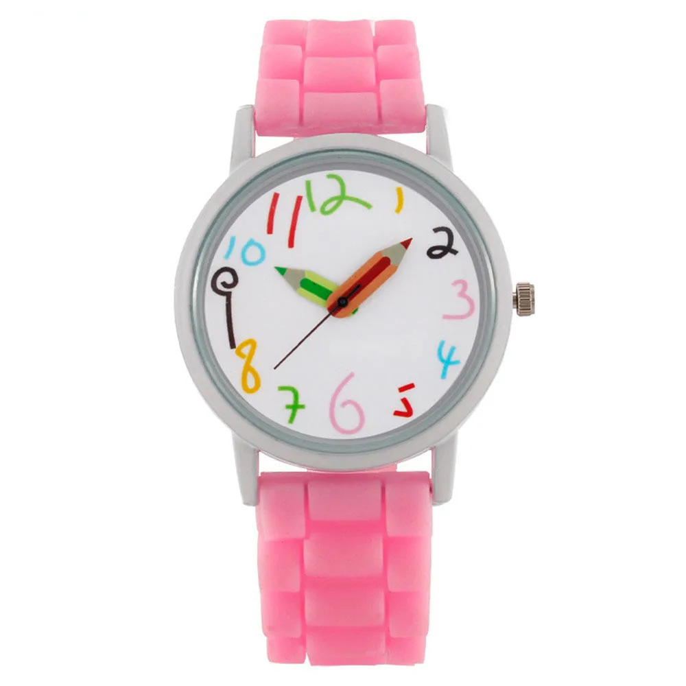 

Candy Colored Belt Cute Cartoon Children Kid Wrist Watch Round Dial Digital Wristwatch Fashion Pointer Quartzt Watch