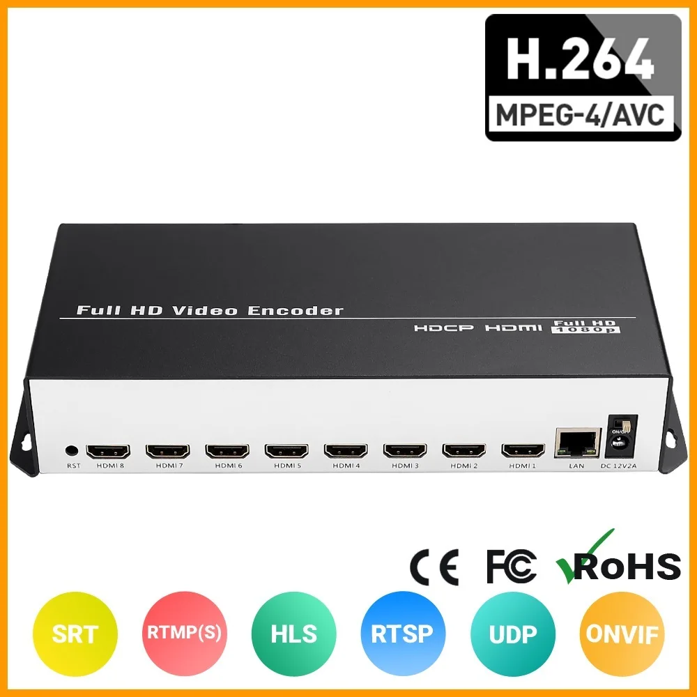 

Top 8 Channels HEVC H.264 HD HDMI to IP Video Encoder IPTV Live Streaming Encoder HD Encoders with UDP HLS RTMP RTSP SRT ONVIF