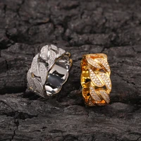 scooya hip hop new inlaid zircon cuban ring for men and women simple fashion gold plated hip hop couple ring fashion jewelry