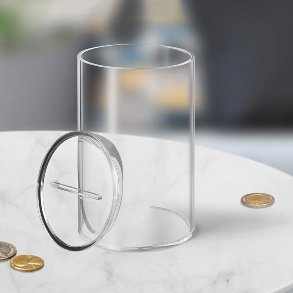 

3 Pcs Cash Saving Jar Tabletop Coin Bank Desktop Container Clear Acrylic Savings Set Home Supplies Transparent